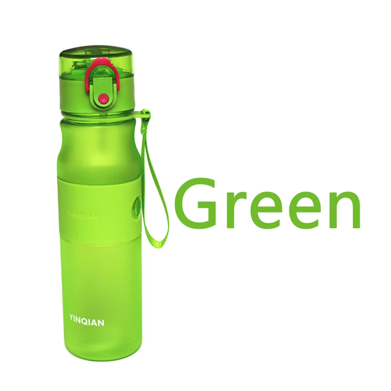 Ветряной цветок 650 мл соломенная бутылка для воды с веревкой для переноски и предотвращения утечки большой емкости пластиковая бутылка для воды - Цвет: Зеленый