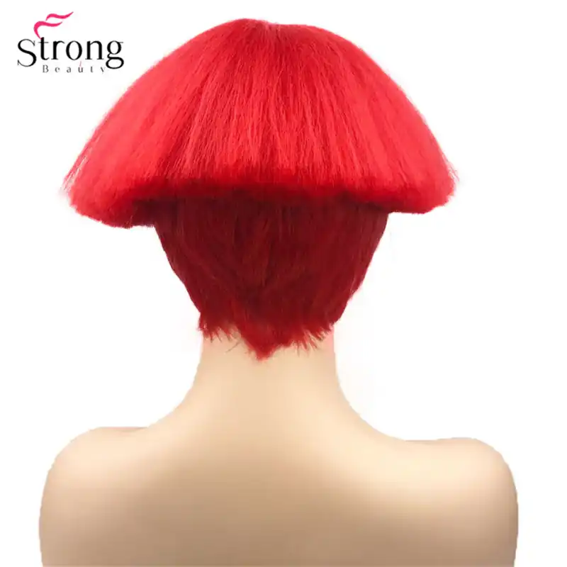 Strongbeauty Short Bob Synthetic Wig Shroom Hairstyle Red Bowl