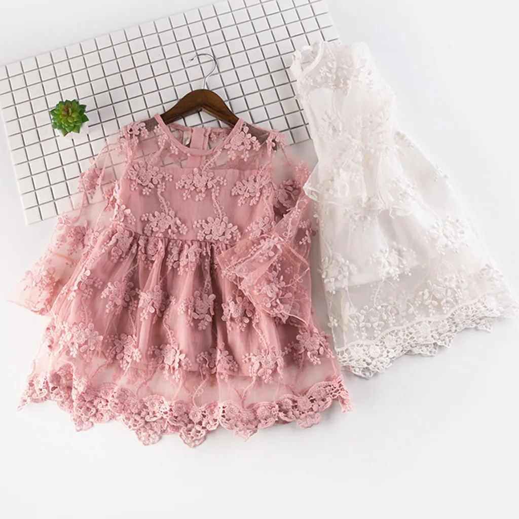 

MUQGEW O Neck Toddler Kids Baby Girls Embroidery Tulle Party Wedding Pageant Princess Dresses Breathable princess dress