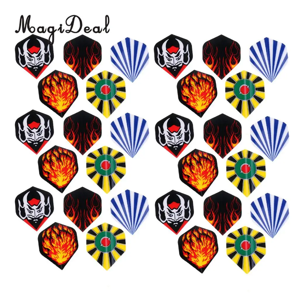 MagiDeal 60 Pieces 10 Sets Standard Dart Flights for Steel Tip Darts and Soft Tip Darts 