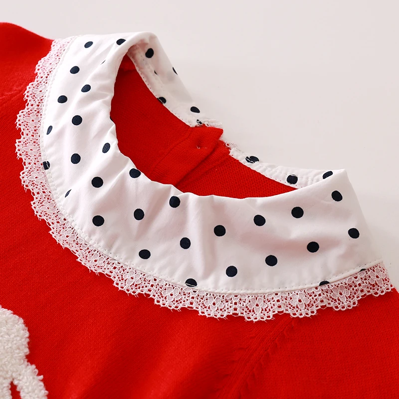Auro Mesa vestido infantil/рождественское трикотажное платье с длинными рукавами для