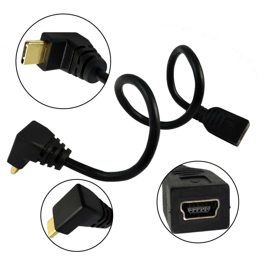 Danspeed 25 см Mini USB 2 0 5Pin Женский к 3 1 Тип C Мужской Соединительный кабель адаптера