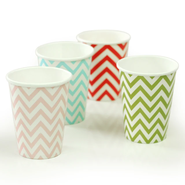 Hot Ing 6000pcs Chevron Striped Dot Diposable Paper Cups Hot Ing 6000pcs Chevron Striped Dot Diposable Paper Cups Birthday Wedding Party Decor Supplies Coffee