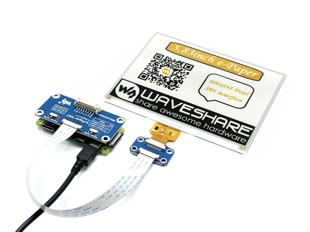Waveshare 600x448 5 83 дюймов E Ink дисплей шляпа для Raspberry Pi желтый/черный/белый три цвета SPI