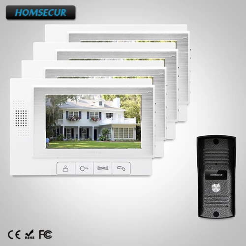 HOMSECUR 7 "Видеодомофон Система Интеркома + Двухсторонний Интерком для Квартиры TC031 + TM702-W