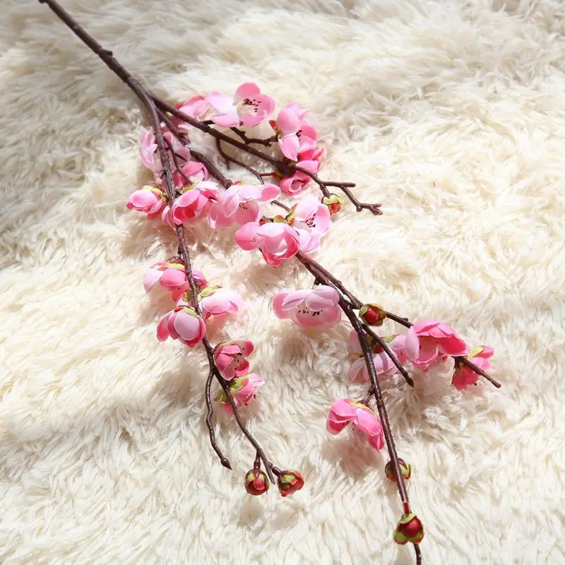 Длинные вишни Флорес Искусственные цветы сакуры ветви деревьев сливы Розовые Цветы Сад домашний Свадебный декор осень украшения для дома - Цвет: pink