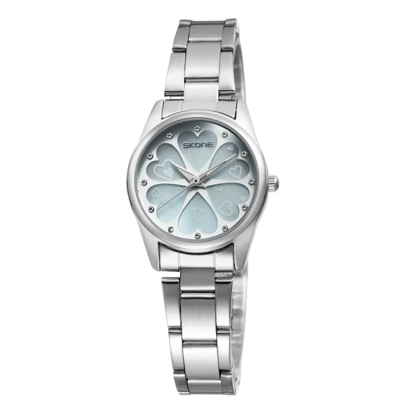 2035 Movement Skone Flower Quartz Watches Women Stainless Steel Case Wristwatch Dress Watch SK-7291 | Наручные часы