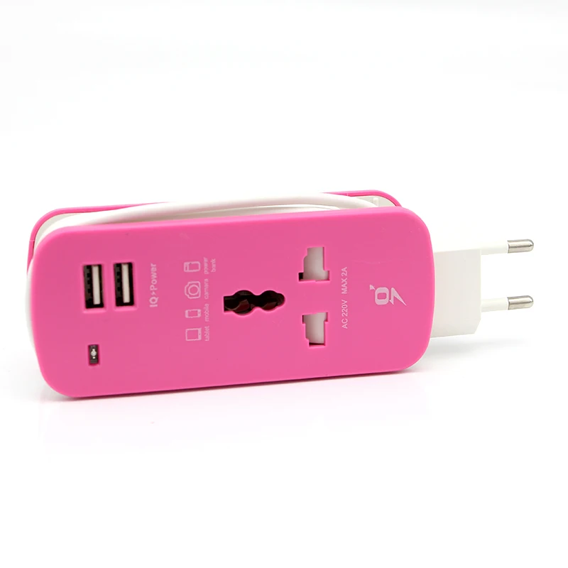 Красочные все в одном Универсальный международный переходник 2 USB порты и разъёмы