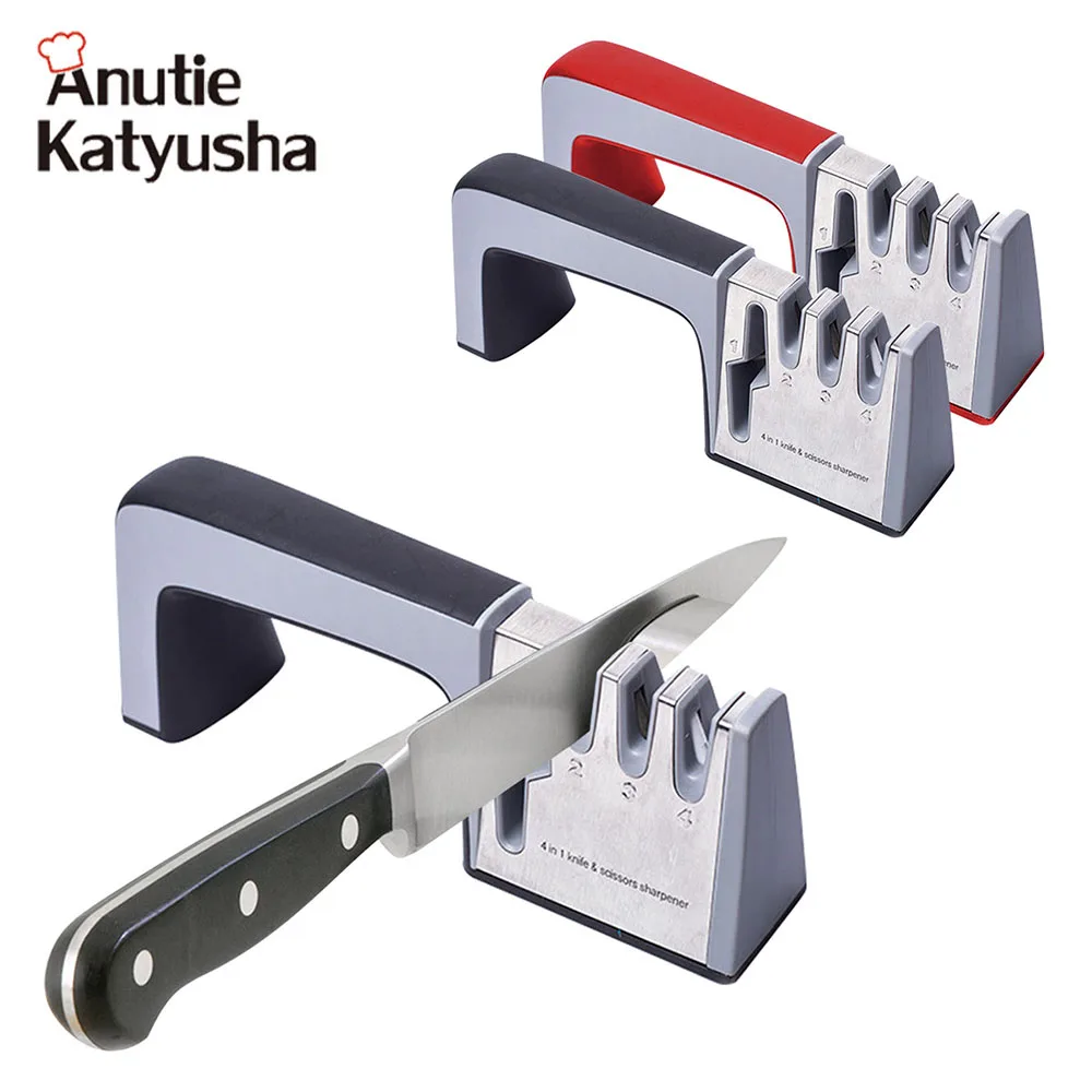 

1Pc Multi-function Knife Sharpener Diamond Stainless Steel Sharpening Stone Handing 4 Bayonet Whetstone Kitchen Accessories