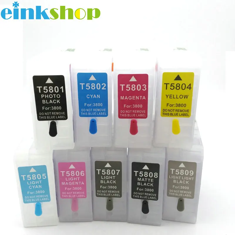 Einkshop 9pcs 9 colors Empty For epson T5801 Refillable Ink Cartridge for epson Stylus pro 3800 Printer T5801 - T5809 цена Einkshop 9pcs 9 colors Empty For epson T5801 Refillable Ink Cartridge for epson Stylus pro 3800 Printer T5801 - T5809 цены онлайн