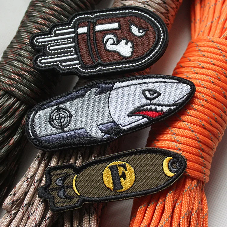 

Angry Bullet Bomb Embroidery Patches 9cm DIY Accessory Hoop and Loop