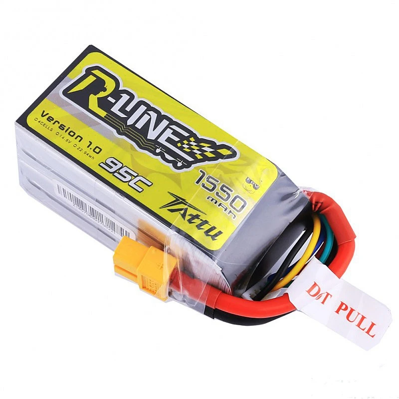 

Tattu R-Line 1550mAh 14.8V 95C 4S XT60 Plug Rechargeable Lipo Battery for RC Models Toys Drones Helicopter Toys Spare Parts DIY