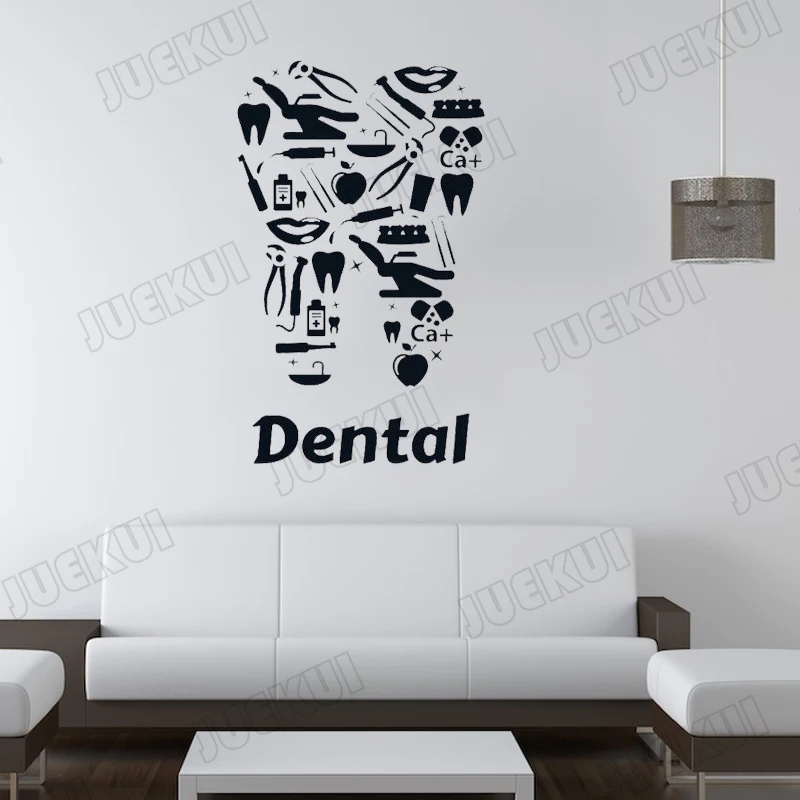 Creative Teeth Lettering Wall Stickers for Hospital Living Room Art Decoration Vinyl Decals Dental Poster Quotes L720 | Дом и сад