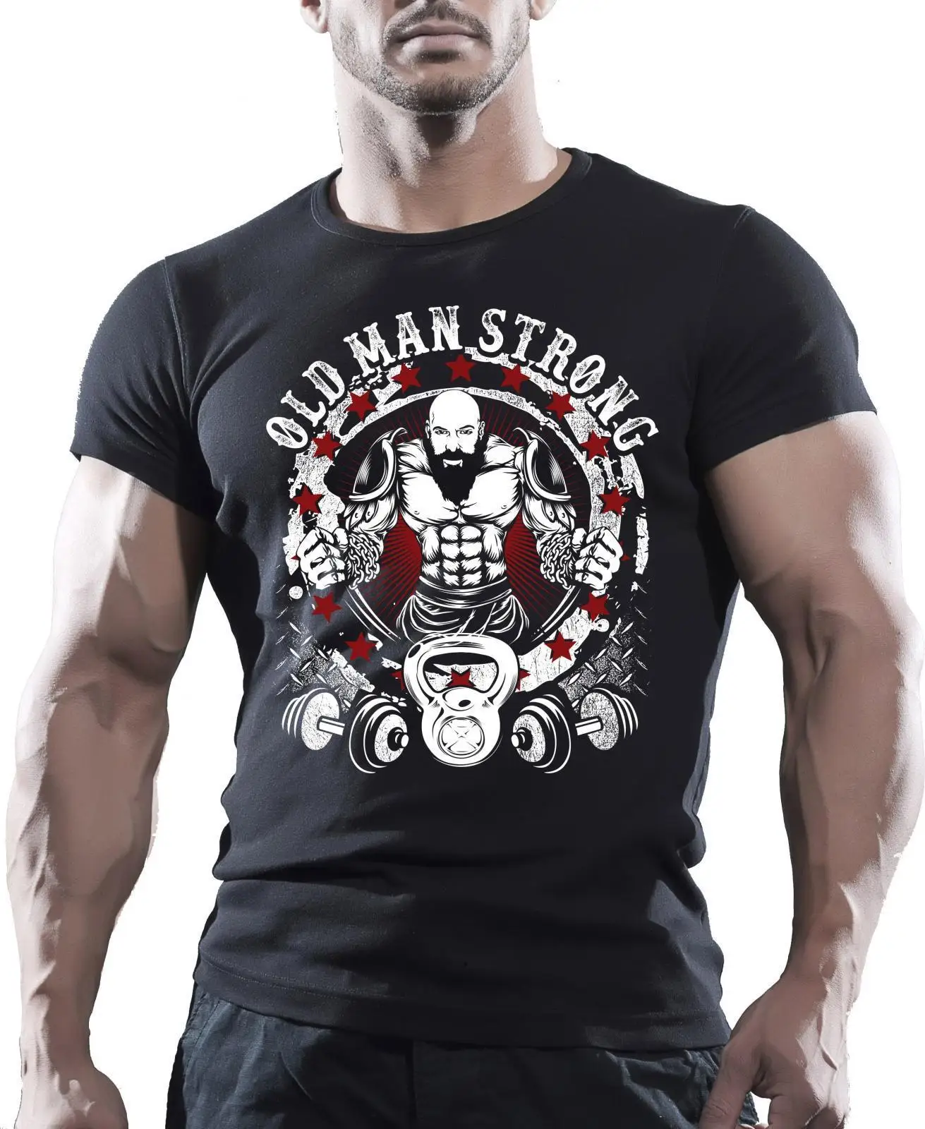 

2019 New Arrival Men'S Fashion Old Man Strong Mens Motivation T-Shirt Trainer Top Bodybuilder Print T Shirts