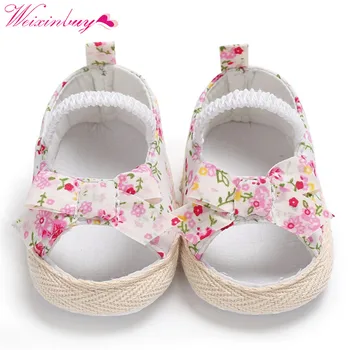 

Girl Sandals Baby Shoes Print Bow Netting Baby Girl Sandals Beach Baby Girl Shoes Cotton Soft Baby Sandals