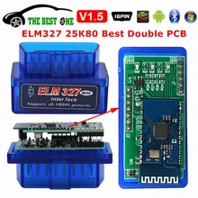 Melhor duplo pcb super mini elm327 bluetooth v1.5 pic18f25k80 android ios pc wifi elm 327 1.5 25k80 obd2 carro scanner disgnóstico