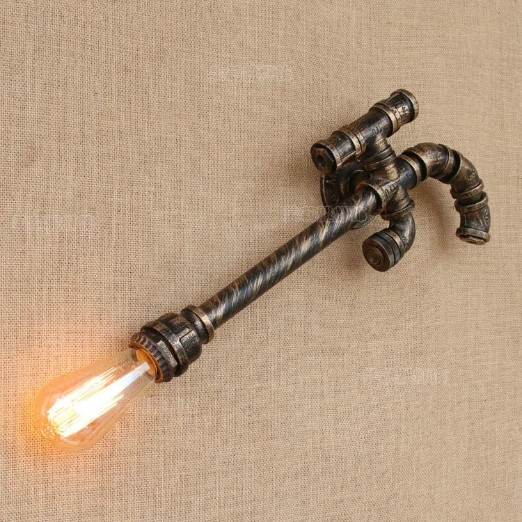 Creative  Iron Water Pipe Gun Wall Lamp Vintage Loft Edison Wall Sconces Bedside Lamps Fixtures For Home Lighting Bar Cafe