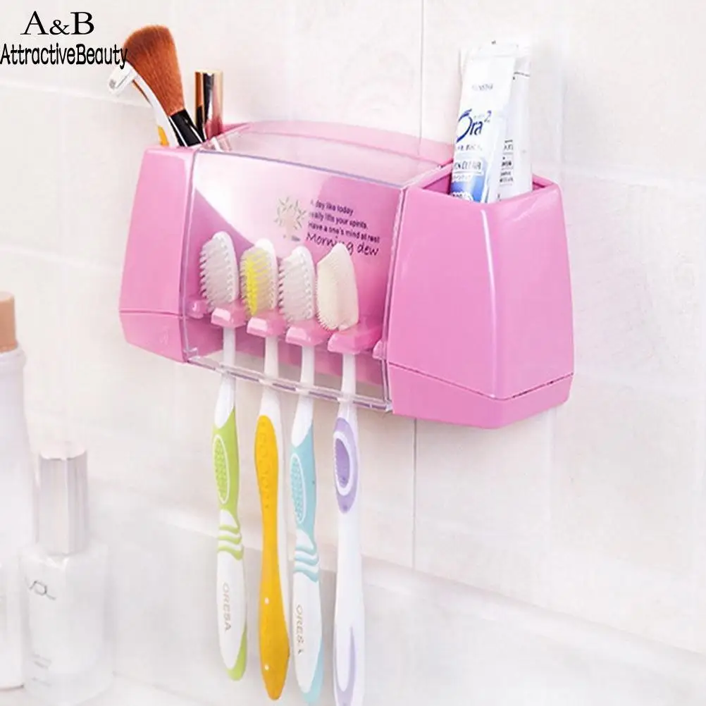 

Storage Practical Suction Brand Multifunctional Brush Hooks Box Holder Accessories Toothbrush Tooth PVC Bathroom Holder