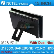 All in one barebone desktop pc with 5 wire Gtouch 15 inch LED touch Dual 1000Mbps Nics