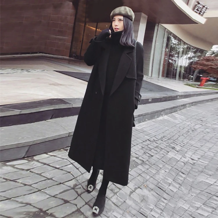 Высокое качество осень зима модное женское Шерстяное Пальто свободное имитация кашемира Верхняя одежда с хлопковой подкладкой пальто WJ52