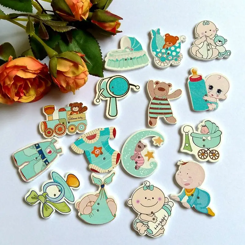 80 шт. декоративные пуговицы с 2 отверстиями|crafts accessories|wooden buttonsbuttons lovely |