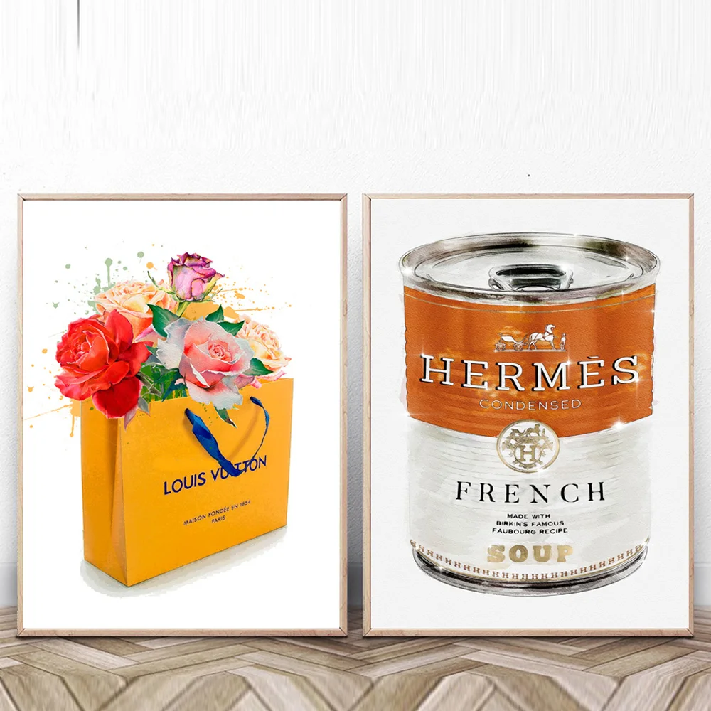 

Flower Bag Paris Brand Nordic Posters And Prints Wall Art Canvas Painting Fashion Soup Decoration Picture For Living Room Decor