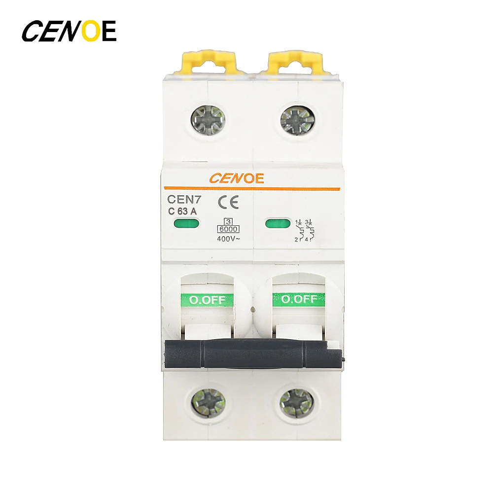 

2018 household 2p miniature circuit breaker 63A main switch function mcb breaker with current overload short circuit protection