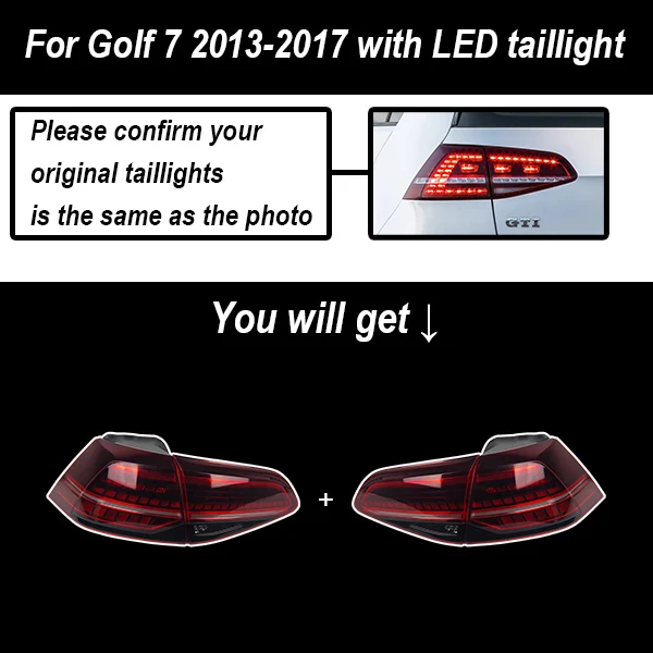 AKD автомобильный Стайлинг для VW Golf 7 задние фонари 2013- Golf7 Mk7 светодиодный задний фонарь светодиодный DRL Dynami сигнал тормоза заднего хода авто аксессуары - Цвет: For Golf 7 LED