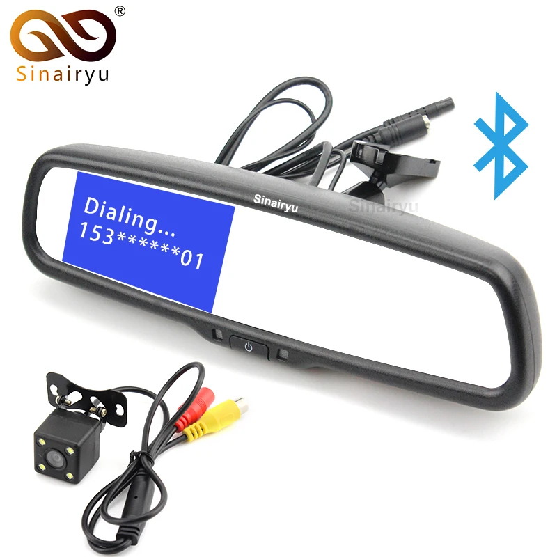 

Sinairyu Bluetooth Car Kit 4.3 Inch Car Rearview Mirror Monitor With Special Bracket + Rear View Camera Parking Monitor