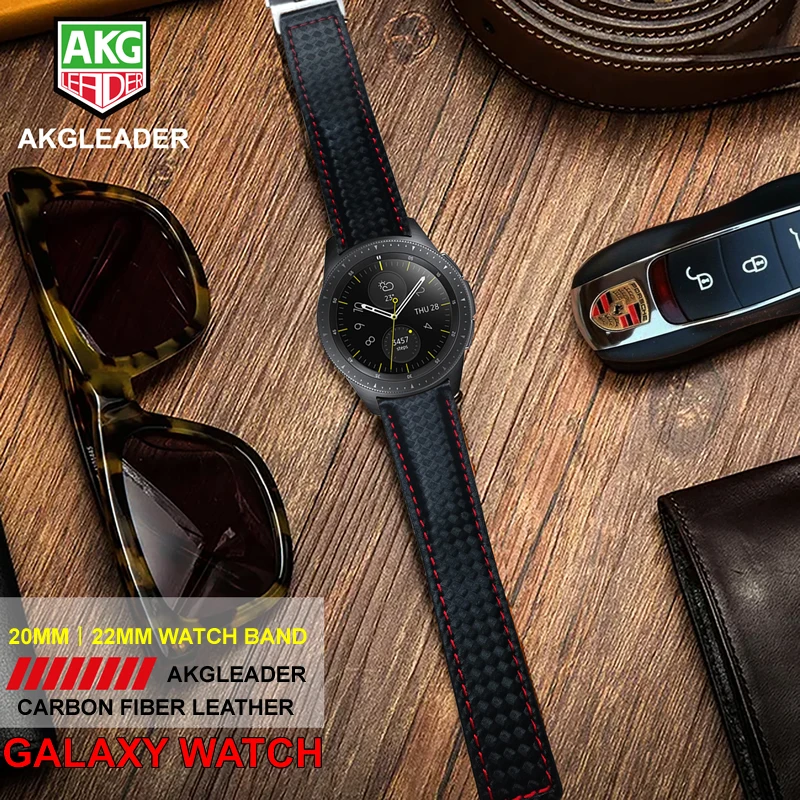 Ремешок AKGLEADER из натуральной углеродной кожи для Samsung Galaxy Watch S4 42 мм 44 новейший