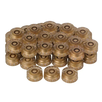 

Yibuy 200 x Speed Control Knobs Gold with White Number for Electric Guitar