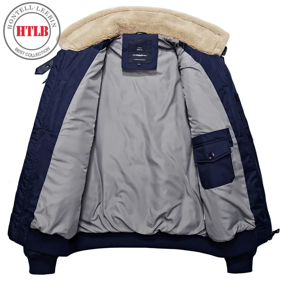 HTLB Winter Cotton Padded Jacket Parkas Men Brand Autumn Windproof Thick Fleece Warm Bio Down Parka For Men Short Coat