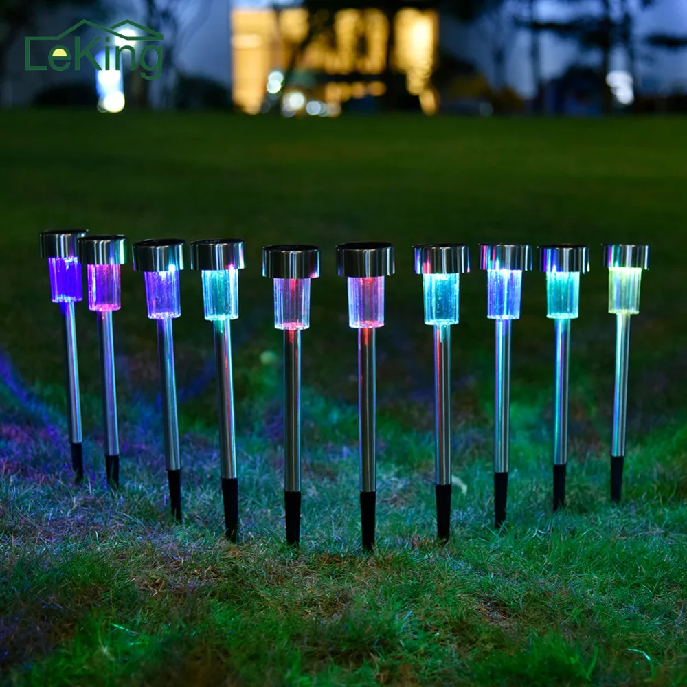 10 шт. Водонепроницаемый напольный садовый светильник RGB белый Солнечный пейзаж