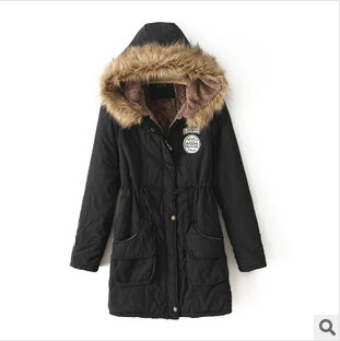 Новые стильные женские модные повседневные зимние теплые длинные пальто с длинными рукавами на молнии, однотонное пальто с капюшоном S0967 - Цвет: black