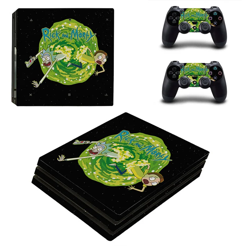 Наклейка для PS4 Pro Skin Rick and Morty Skins Play station 4 Pro, PS 4 Pro, наклейка s для игровой консоли и двух контроллеров