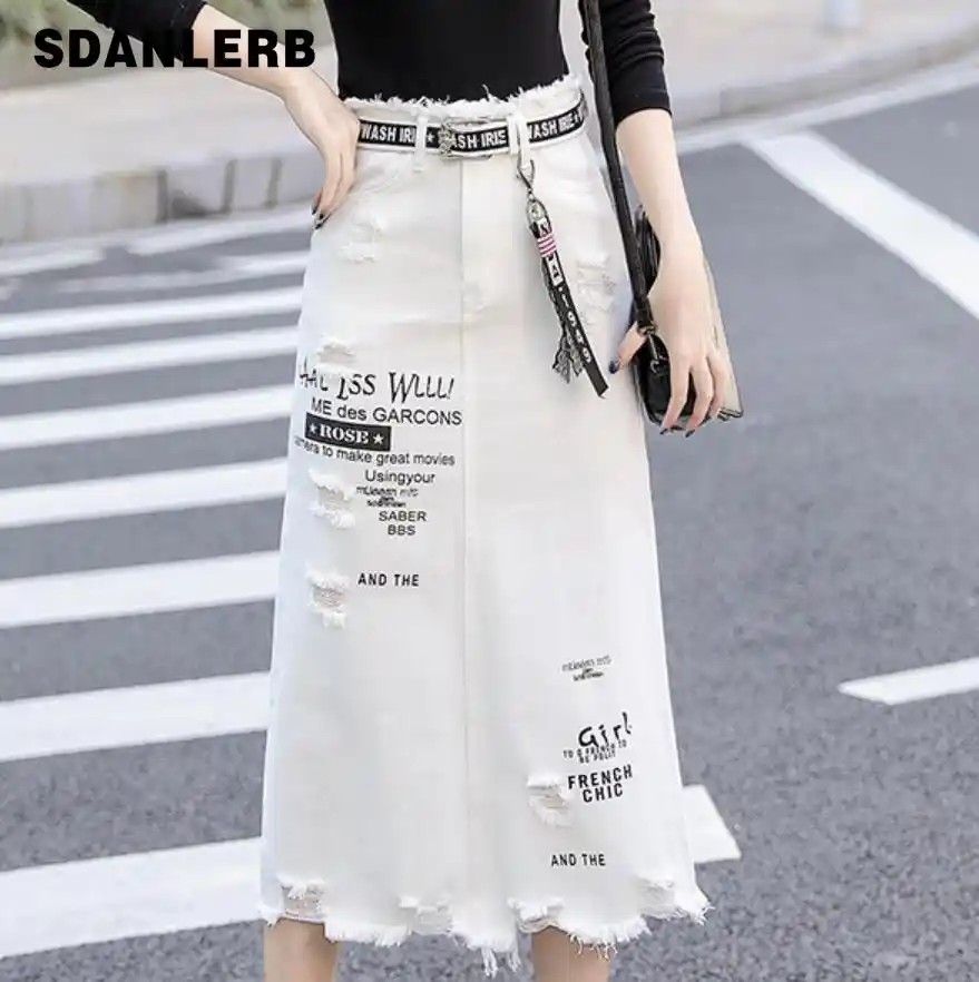 white plus size jean skirt
