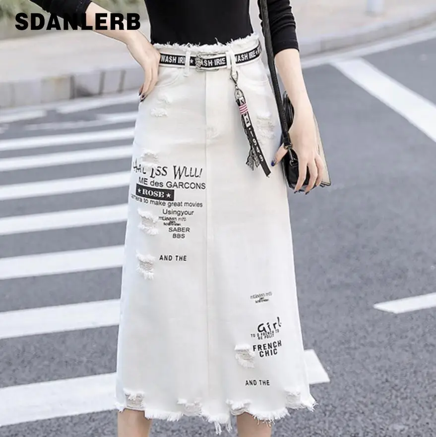 plus white denim skirt