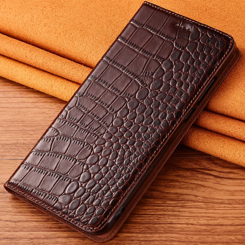  Natural Genuine Leather Cover Case For Samsung Galaxy S8 S9 S10 S10e Plus Lite Crocodile Grain Flip
