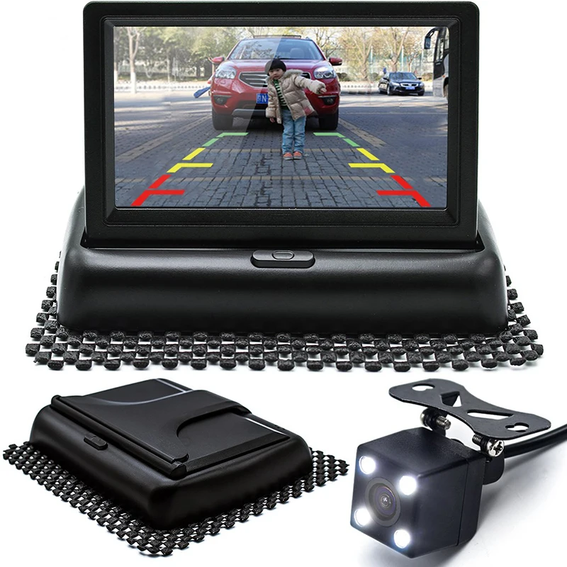 

Car Reversing Visual System 4.3 inch Folding Display Monitor 4 LEDs Car Backup Parking Camera PAL / NTSC Auto Switchable