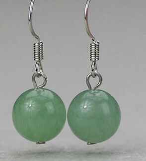 

11.23 10mm Light Green Jade Round Beads 925 Sterling Silver Hook Earrings Discount 35%