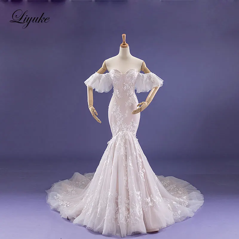 Aliexpress.com : Buy Liyuke Fabulous Dropped Waistline Mermaid Wedding ...