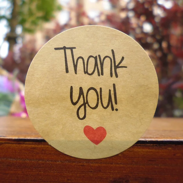 102pcs Thank You With Red Heart Seal Stickers For DIY Handmade Product 