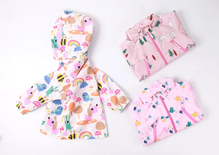 Hoodies para Meninas Cabolsas à Prova de Vento Nova Primavera Verão Estilo Crianças 2y 9y Estampa Animal Meninas Jaquetas Roupas Casuais 2020 & 14 Mamãe e Bebê
