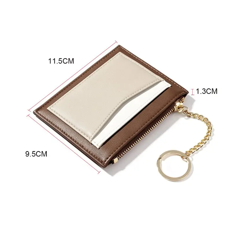 Women Mini Slim Leather Card Holder Front Pocket Fashion Lady Girls Small Wallet Bus Card Coin Holder Change Purse with keychain