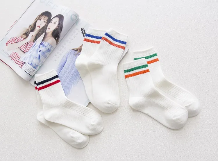 Hipster для женщин белые носки в радужную полоску Harajuku 5 пар осень зима Корейская