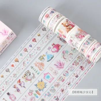

8 pcs/box Girl Bear Cat Washi tape Set DIY Decoration Scrapbooking planner masking tape adhesive tape label stationery sticker