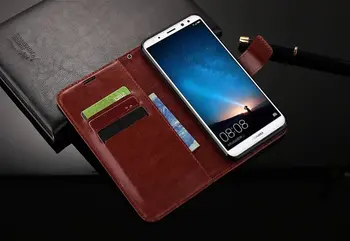 

100pcs/lot free shipping Book Style Crazy Horse Lines Leather Wallet Case For Huawei Mate 10 Lite/Maimang 6/Honor 9i/Nova 2i