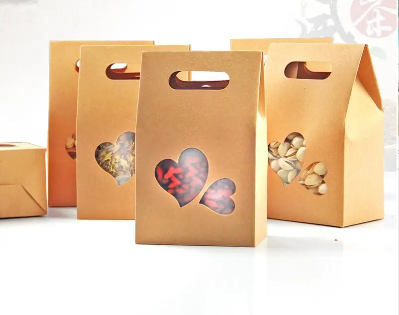 Download 50pcs/lot Packing Pouch Food Nuts Candy Packing Bag 10*15.5*6cm Stand Up Kraft Paper Handle Bags ...