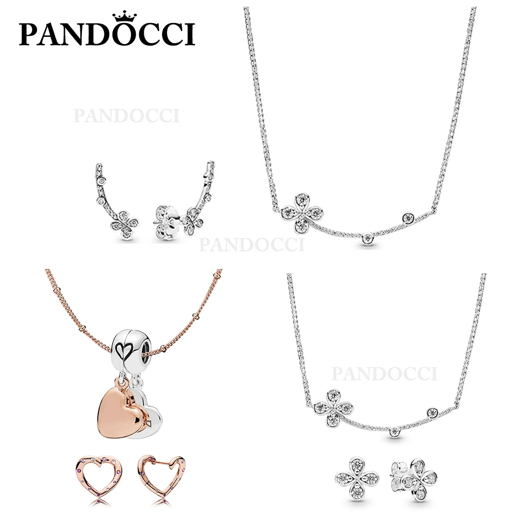 

PANDOCCCI 100% 925 Sterling Silver FOUR-PETAL NECKLACE SET ROSE MOTHER & DAUGHTER NECKLACE SET FOUR PETAL FLOWER SET