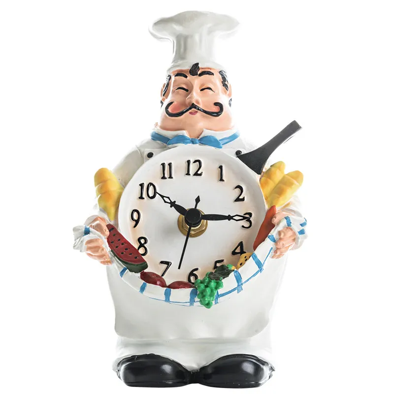  Modern Home Living Room Personality Creative Desk Chef Clock Bedroom Desktop Desktop Silent Clock M - 4000017948300
